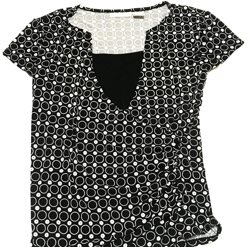 Worthington Womens Top Size Small S Career Black White Henley Layered
